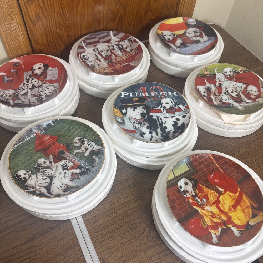Set Of 7‎ Danbury Mint Fire Capers Decorative Plates Dalmatians Marty Roper